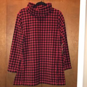 Lands End plaid fleece pullover top